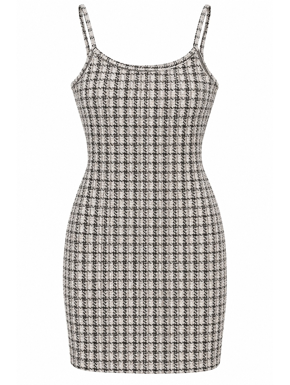 SHEIN Women’s XL Black White Plaid Tweed Cami Mini Dress Y2K Preppy